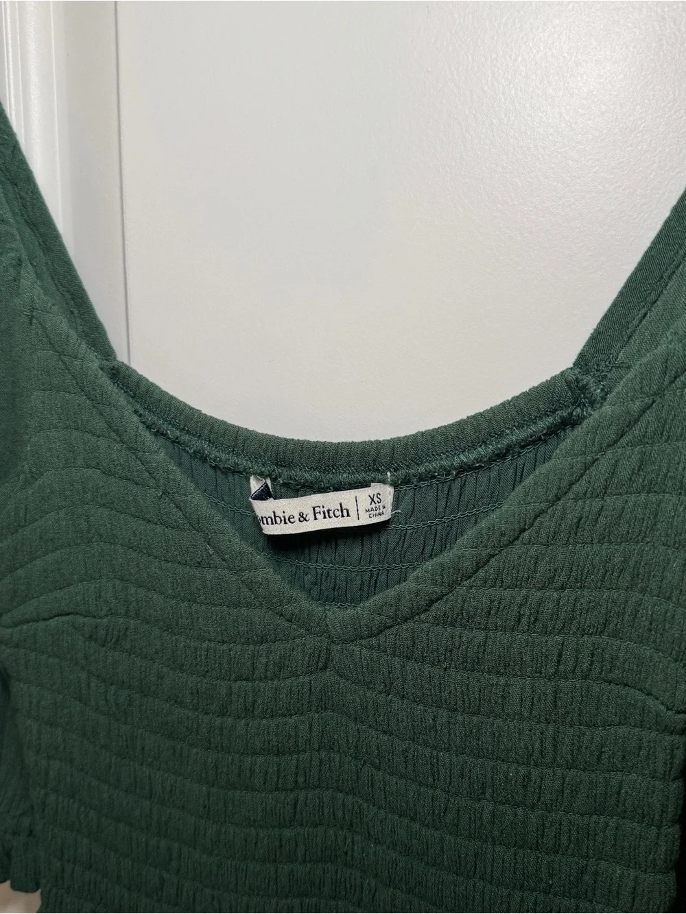 Abercrombie & Fitch Smocked Green Puff Sleeve Maxi Dress